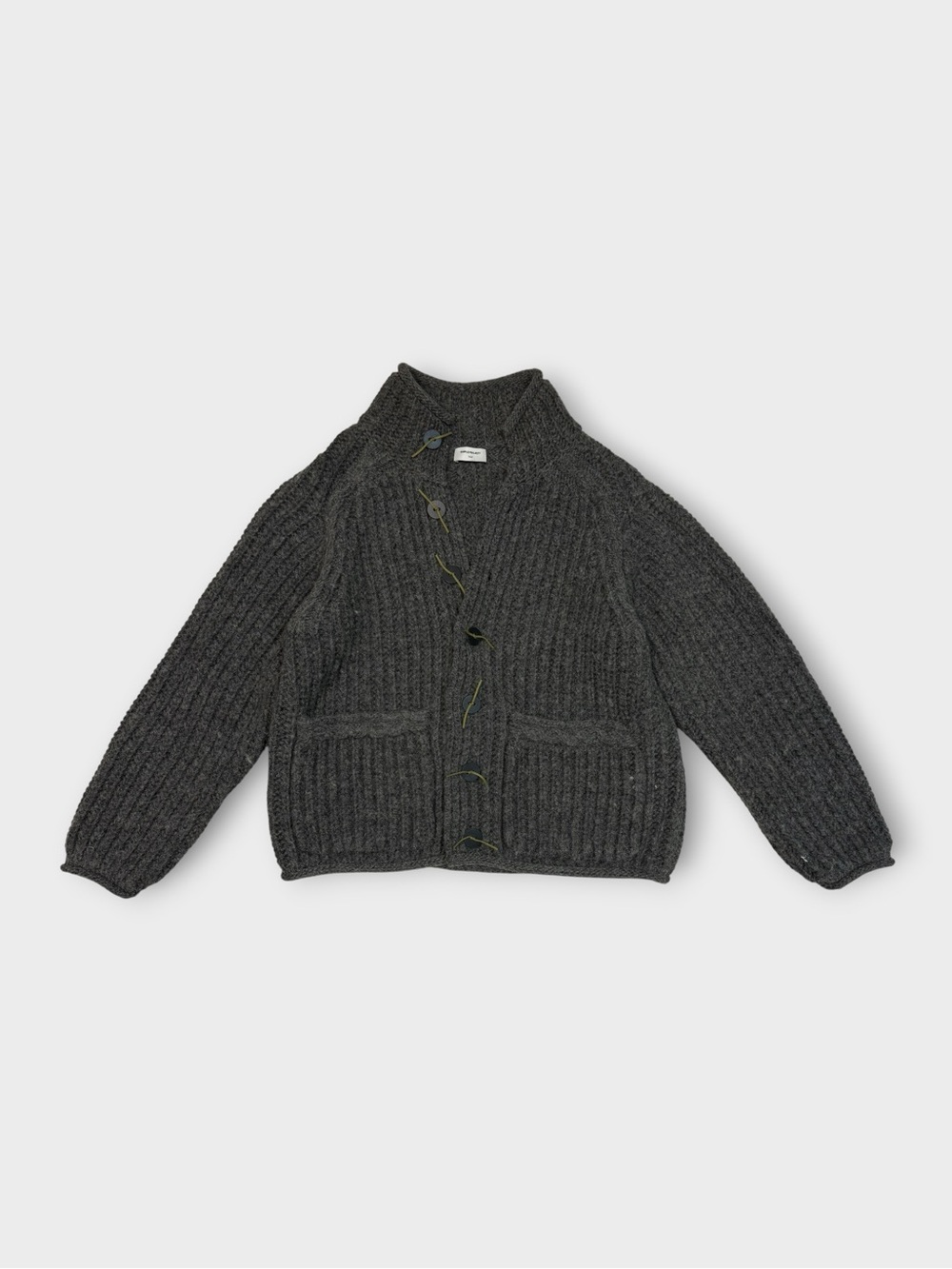 Simple Project Ribbed Knit Cardigan, Charcoal Grey